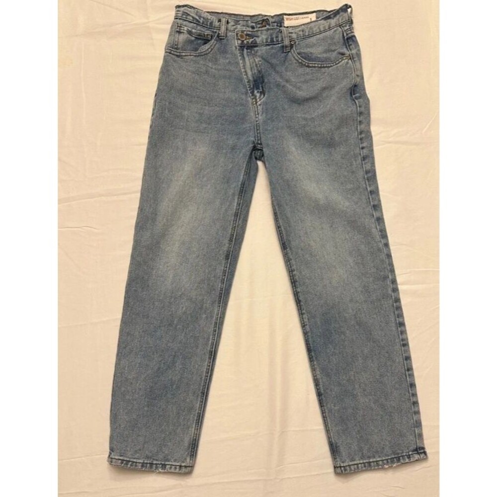 Wishlist Asymmetric Criss Cross Waist Straight Leg Jeans Light Wash Large